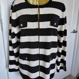 Anne Klein Black and White Striped Sweater